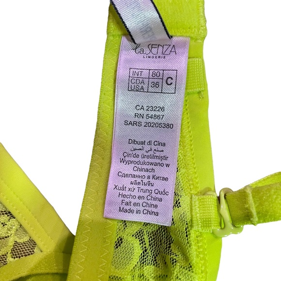 LA SENZA Perfectly By Me, Neon Green/Yellow Underwire Removable Padded Bra 36C - Picture 9 of 11